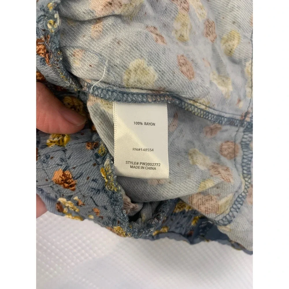 (B-68)Indigo Rein XL Floral Mini Skirt‎ Blue Tiered Boho Elastic Waist